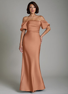Azazie Lea Bridesmaid Dresses Bronzer Mermaid Off the Shoulder Stretch Satin Convertible Dress image8