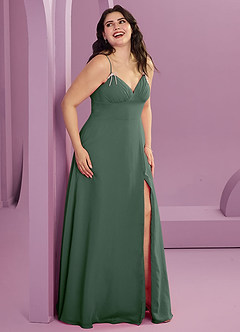 Barbie ♥ Azazie Bridesmaid Dresses Eucalyptus A-Line with Pockets Chiffon Dress image9