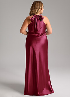 Azazie Doretta Bridesmaid Dresses Burgundy Mermaid Bow Metallic Satin Dress image13