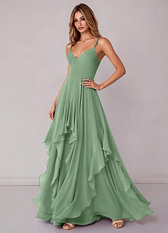 Azazie Zaina Bridesmaid Dresses Matcha A-Line Chiffon Dress image5