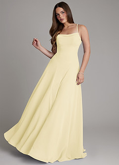 Azazie Irelia Bridesmaid Dresses Lemon Sorbet A-Line Sweetheart Neckline Chiffon Dress image3
