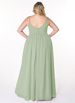 Azazie Rayna Brautjungfernkleider A-Linie V-Hals Gefaltet Chiffon Kleid Staubiger Salbeigrün image8