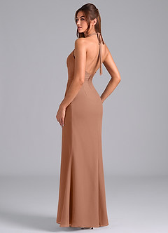 Azazie Valerie Jurken voor bruidsmeisjes Jurk van Chiffon met Zeemeermin Geplooid Bronzeertint image5