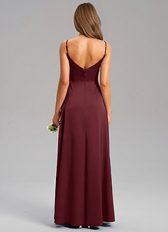 Azazie Talina Bridesmaid Dresses Cabernet A-Line Stretch Satin Dress image2