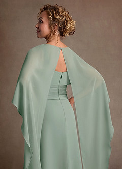 Azazie Marilla Mother of the Bride Dresses Agave A-Line Pleated Chiffon Dress image7
