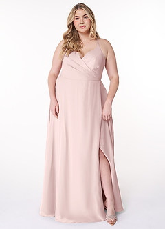 Azazie Davis Bridesmaid Dresses Blushing Pink A-Line V-Neck Chiffon Dress image7