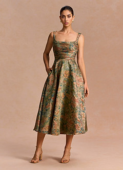 Azaria Vintage Teal Midi Dress image3