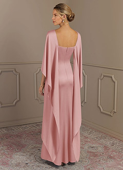 Azazie Eli Mère de la mariée Robes Robe Fourreau en Satin extensible Col de bateau Rose Poudré image2