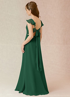 Azazie Everett Junior Vestido de Verde Oscuro de Gasa de Corte En A image4