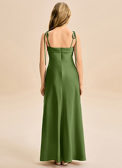 Azazie Willa Junior Linia A Ukłon Satyna elastyczna Długość podłogi Młodsza druhna Sukienka image6