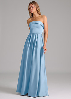 Azazie Lucienne Bridesmaid Dresses Powder Blue A-Line Strapless Stretch Satin Convertible Dress image6