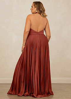 Christian Siriano Bridal for Azazie 1007 Bridesmaid Dresses Terracotta A-Line Pleated Stretch Satin Dress image11