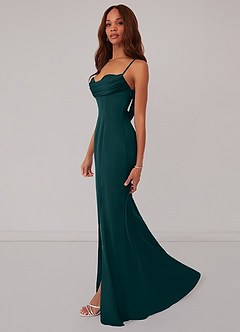 Barbie ♥ Azazie Bridesmaid Dresses Pine Mermaid Corset Stretch Satin Dress image4