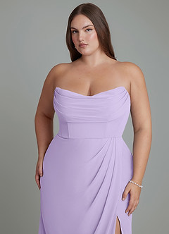Azazie Johana Robes de demoiselle d'honneur Robe Sirène Convertible en Mousseline de soie Épaules dénudées Lilas image15