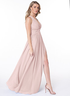 Azazie Jaclyn Jurken voor bruidsmeisjes Jurk van Chiffon met A-Lijn Geplooid Blozend Roze image5