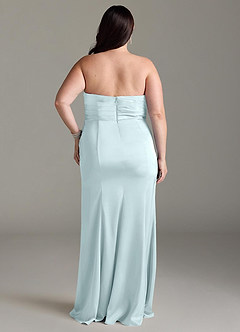 Azazie Yola Bridesmaid Dresses Sea Glass Sheath V-Neck Pleated Stretch Satin Convertible Dress image10