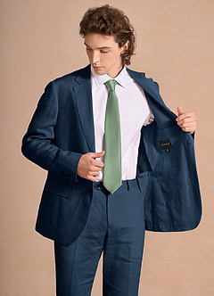 front Harrison Dunkelmarine 3-teiliger Anzug aus 100 % Leinen