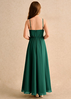 Azazie Twilight Dance Girls Formal Flower Girl Dresses Emerald A-Line Pleated Chiffon Dress image2
