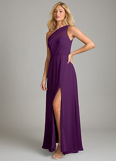 Azazie Phaedra Bridesmaid Dresses Grape A-Line One Shoulder Chiffon Dress image13