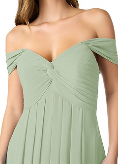 Azazie Kaitlynn Bridesmaid Dresses Dusty Sage Empire Ruched Chiffon Convertible Dress image5