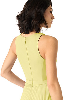 Azazie Lindie Bridesmaid Dresses Lemon Sorbet A-Line Scoop Pleated Chiffon Dress image5