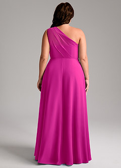 Azazie Phaedra Bridesmaid Dresses Fuchsia A-Line One Shoulder Chiffon Dress image2