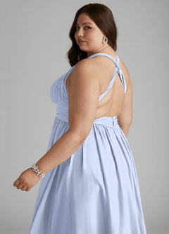 Azazie Ashia Abiti da Damigella Abito A-Line in Chiffon Plissettato Ghiaccio image8