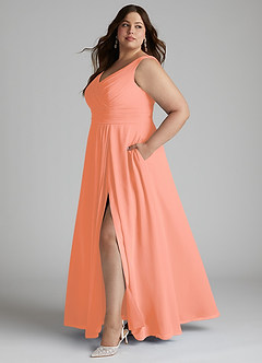 Azazie Karina Bridesmaid Dresses Sunset A-Line Pleated Chiffon Dress image7