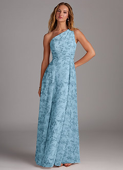 Dress With Big Flower On Shoulder Azazie Dallas Blue Fern Floral Chiffon  Bridesmaid Dresses Azazie UK