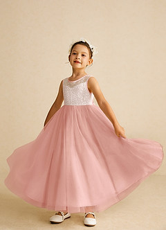 Azazie Tay Flower Girl Dresses Rosette A-Line Sequins Tulle Dress image6