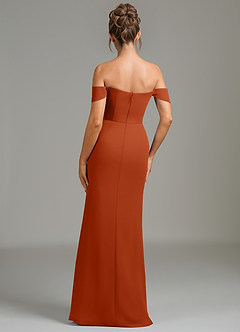 Azazie Charmaine Bridesmaid Dresses Burnt Orange A-Line Off the Shoulder Chiffon Dress image6