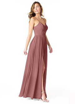 Azazie Cora Bridesmaid Dresses Desert Rose A-Line Pleated Chiffon Dress image4