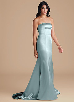 Azazie Aura Bridesmaid Dresses Mist Mermaid Metallic Satin Convertible Dress image5