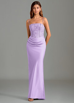 Azazie Emilia Robes de demoiselle d'honneur Robe Sirène en Satin extensible Sans bretelles Lilas image4