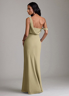 Azazie Madelyn Bridesmaid Dresses Moss Green Mermaid One Shoulder Chiffon Convertible Dress image2