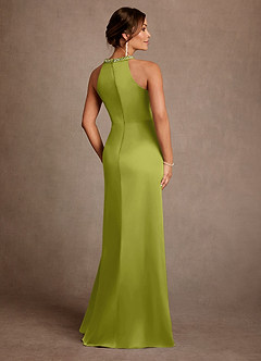 Azazie Lawrence Mother of the Bride Dresses Lemongrass A-Line Pleated Stretch Satin Dress image3