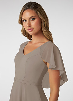Azazie Jamie Bridesmaid Dresses Taupe A-Line Chiffon Dress image6