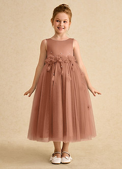 Azazie Lux Flower Girl Dresses Bronzer A-Line Beaded Tulle Dress image5