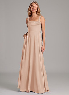 Azazie Shaude Bridesmaid Dresses English Rose A-Line Pleated Chiffon Dress image3