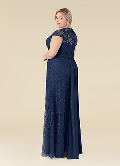 Azazie Jamila vestidos de madre de la novia Vestido de Azul Marino Oscuro de Encaje de Sirena image10