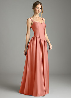 Azazie Evadina Suknie dla druhen Linia A Gorset Satyna elastyczna Do ziemi Sukienka image4