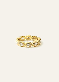 front 18K Gold-Plated Marquise CZ Band Ring