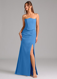 Azazie Jenine Bridesmaid Dresses Blue Jay Mermaid Strapless Chiffon Dress image5