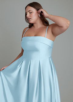 Azazie Lucienne Bridesmaid Dresses Sky Blue A-Line Strapless Stretch Satin Convertible Dress image14