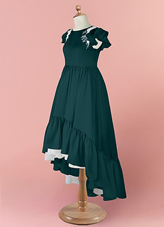 Barbie ♥ Azazie Flower Girl Dresses Pine A-Line Lace Stretch Satin Dress image9