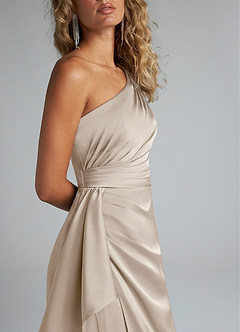Azazie Maive Brautjungfernkleider Etui Gestreift Stretch-Satin Kleid Frost image5