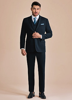 front James Navy Blue Structured Stretch 3-piece suit