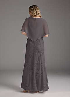 Azazie Whilhelmina Mother of the Bride Dresses Steel Grey Mermaid Lace Chiffon Dress image6