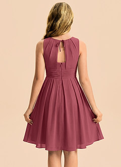 Azazie Bibiane Junior Merlot A-Line Pleated Chiffon Dress image2