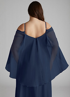 Azazie Cienna Bridesmaid Dresses Dark Navy A-Line Off the Shoulder Chiffon Dress image12